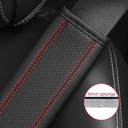 Strap Pad Shoulder Comfort Cushion Harness 2PCS PU Leather Car Seat Belt Cover