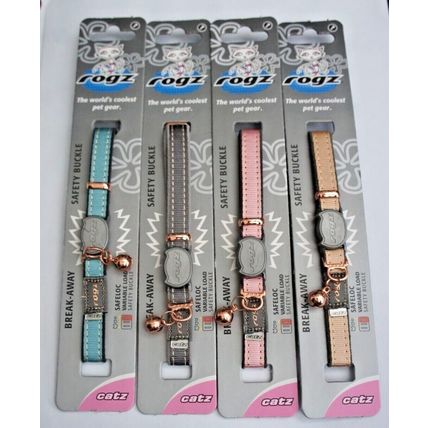 ROGZ URBAN Safety Breakaway Cat Collars With Soft Back & Rose Gold Detail & Tags