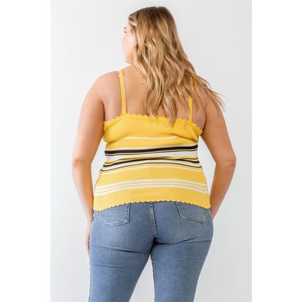 Plus Ribbed Ruffle Tank Top