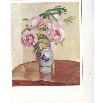 Camille Pissaro Bouquet de Pivoines Roses Postcard unused VGC