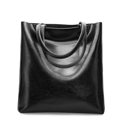 Women Genuine Leather Large Work Tote Bag Womens Travel Shoulder Bag Black
