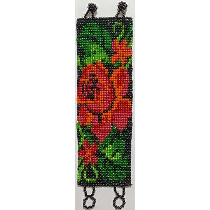 Traditional Huichol Art. Mexico Glass Seed Beads Bracelet. Magic Flowers 4