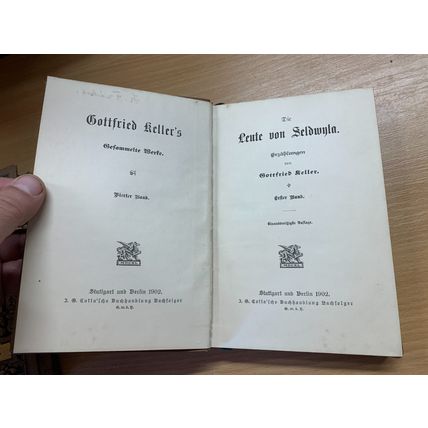 1906 GOTTFRIED KELLER "DIE LEUTE VON SELDWYLA" VOLS 1 & 2 GERMAN BOOKS (P5)
