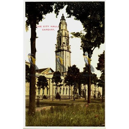 City Hall, Cardiff, Wales, Rare Postcard, 1920/30s?
