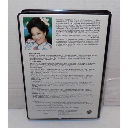 Songs of Old Hawaii Sung By Karen Keawehawaii 1990 With Songbook Vol 1-6