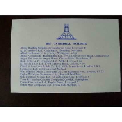 1967 Great Britain Liverpool Metropolitan Cathedral Cover special cancel builder