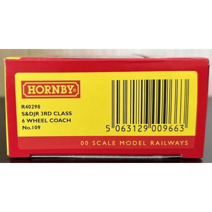 Hornby R40298 S&DJR 3rd Class 6 Wheel Navy Blue Coach No. 109, Maglights - BNIB