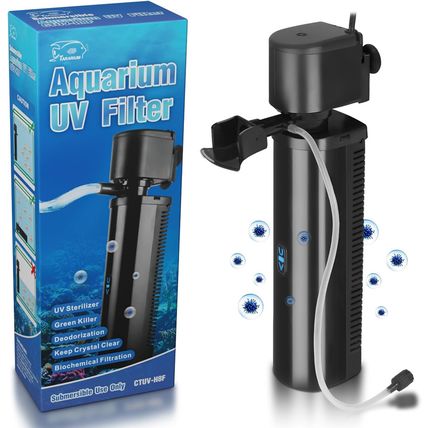 Aquarium Filter for 40-150 Gallon Tank, U-V Fish Tank Green Clean Machine Submer
