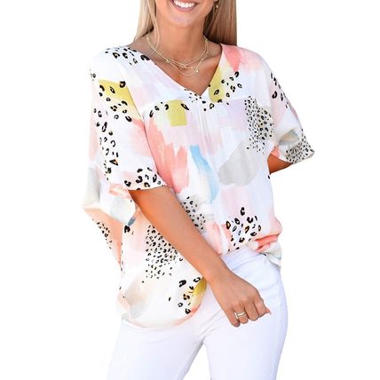 Animal Watercolor Mixed Print Loose Top