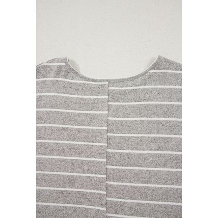 Gray Stripe Dolman Sleeve Drop Shoulder Top