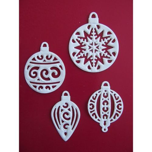 8 x Die Cuts Ornate,Teardrop, Filigree & Snowflake Bauble