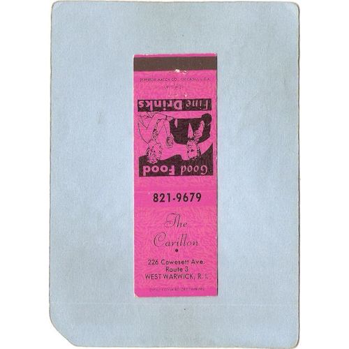 Rhode Island West Warwick Matchcover The Carillon 226 Cowesett Ave Rt 3~1186