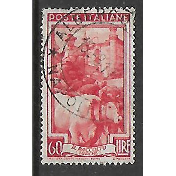 ITALY 1950 ITALY WORKERS 60L RED OXCART SG775 FINE USED#