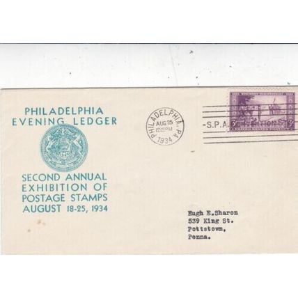 United States 1934 Philadelphia Evening Ledger 2nd Annual Stamp Exhibition Cover