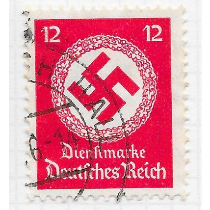 EMPIRE GERMANY 1934 OFFICIAL SWASTIKA MEDALLION 12Pf DATED USED Mi 138 LATER PRN