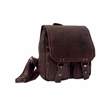 David King & Co. Distressed Leather Laptop Messenger Backpack-BROWN-NEW-FAST