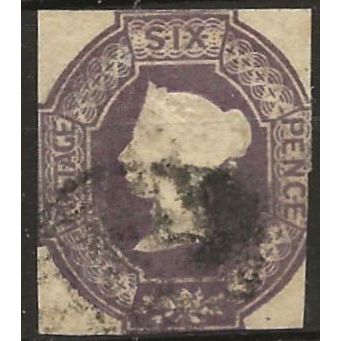 1847 SG60 6d Purple Embossed Cut Square Good/Fine Used ..