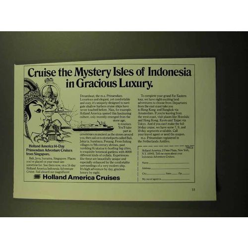 1978 Holland America Cruises Ad - Isles of Indonesia