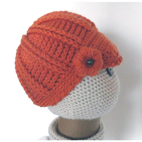 Hat #H05 child unisex crochet ribbed visor cap 3 - 5 years