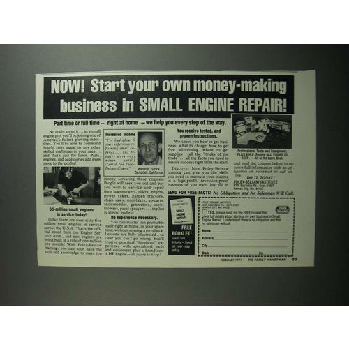 1991 Foley Belsaw Institute Ad - Now! Start your own money-making business