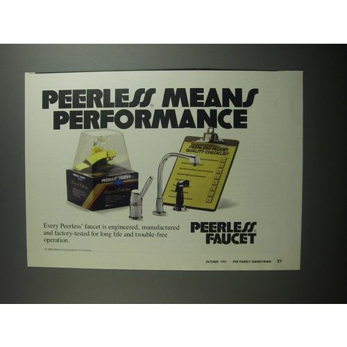 1991 Peerless Faucet Ad - Peerless means performance