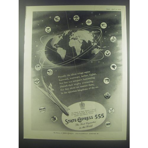 1954 State Express 555 Cigarettes Ad - Proudly the silver wings aspire
