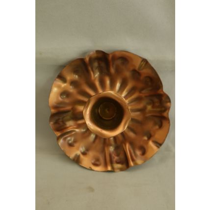 Set Of 2 Vintage Gregorian Copper Ruffled Flower Petal Candle Stick Holders