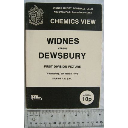 1978 programme Widnes v. Dewsbury