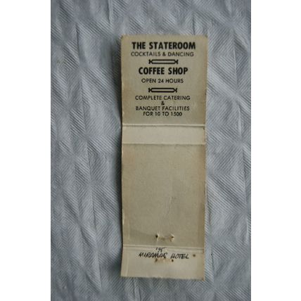 Old Matchbook cover Miramar Hotel, Santa Monica, California