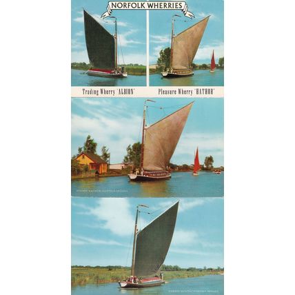 Norfolk Wherries Sailing Boat s 3x 1960s Postcard s