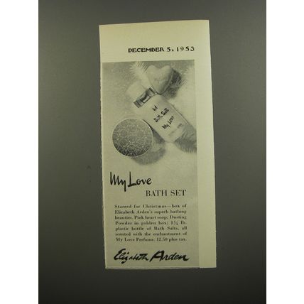 1953 Elizabeth Arden My Love Bath Set Advertisement