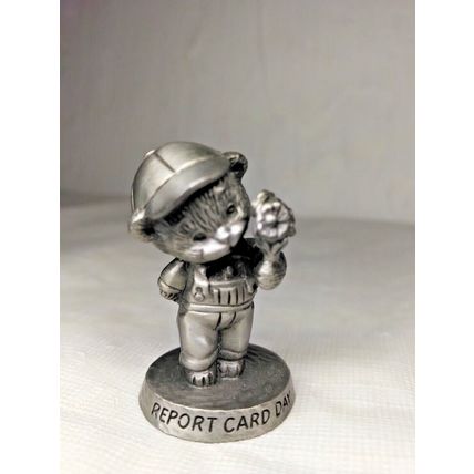"Report Card Day" Figurine Bear - Fine Pewter AVON 1984 - Fast Free Shipping!