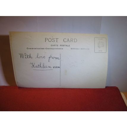 'KATHLEEN' sat on a chair antique portrait photograph postcard #