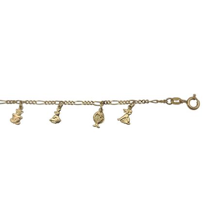 Charm Bracelet 7 Inches Long New Italian Bracelet Solid Real 14K Yellow Gold