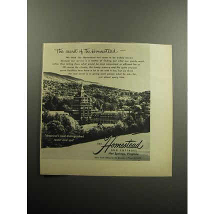 1957 The Homestead Resort Advertisement - The secret of the Homestead