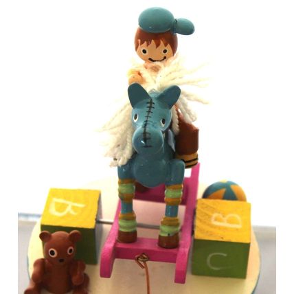 Vintage Wooden Music Box With a Moving Rocking Horse