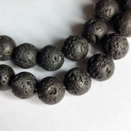Lava 8mm Semi Precious Gem Stone Beads Black Pumas 46 Beads 15" long NB19