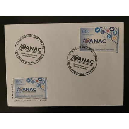 Cabo Verde 2016 Mi. 1048 FDC 10 anos ANAC Comunicaçoes Communication