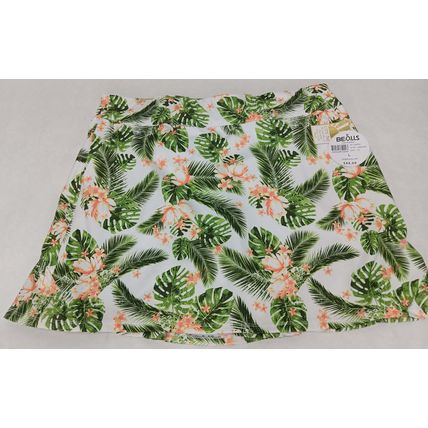 Coral Bay Large Flowers Palm Trees White Green Skirt Womens Golf Tennis Pockets