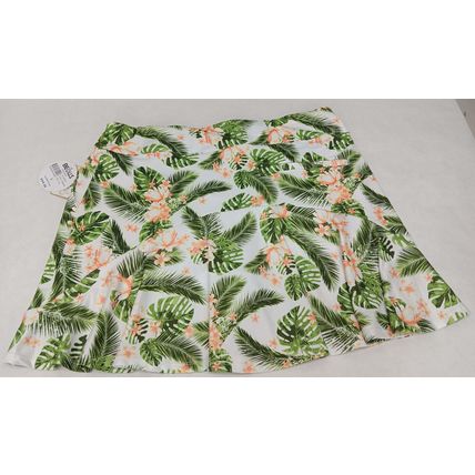 Coral Bay Large Flowers Palm Trees White Green Skirt Womens Golf Tennis Pockets