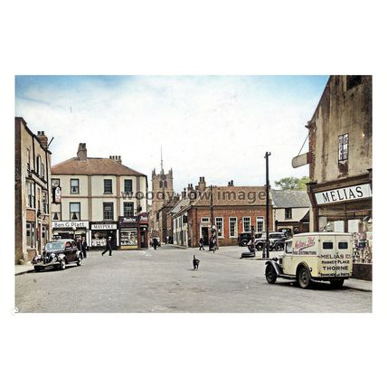 ptc6100 - Yorks - Melias Shop & Van in Market Place, Thorne c1938 - print 6x4