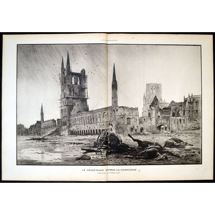 LA GRAND’ PLACE D’YPRES - LA - SILENCIEUSE 1915 Georges Scott WORLD WAR I PRINT