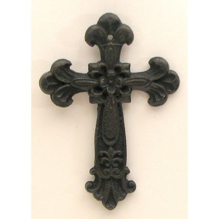 Fleur De Lis Wall Cross Cast Iron