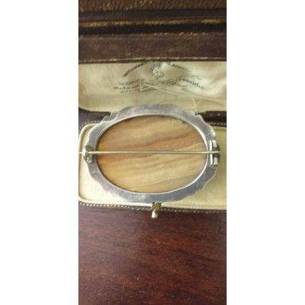 Antique Vintage Victorian Extremely Large and Heavy Silver Agate Brooch - 20.5 g