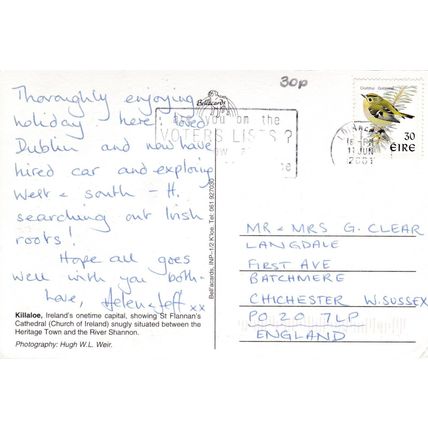 Killaloe St Flannan's Cathedral Ireland Postcard posted 2001 creased