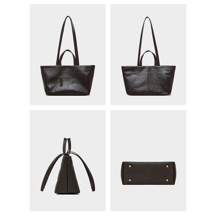 Women Genuine Leather Tote Purse Shoulder Bag Brown