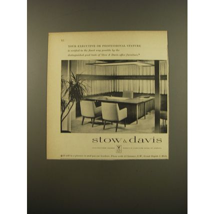1961 Stow & Davis Furniture Ad - Your executive or professional stature