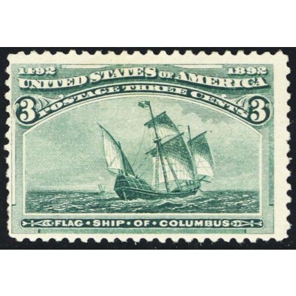 232, Mint LH 3¢ Columbian Stamp SCV $35 - Stuart Katz