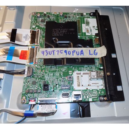LG TV Main Board For Model 43UT7590PUA With Ribbon Cables And Mounting Screws