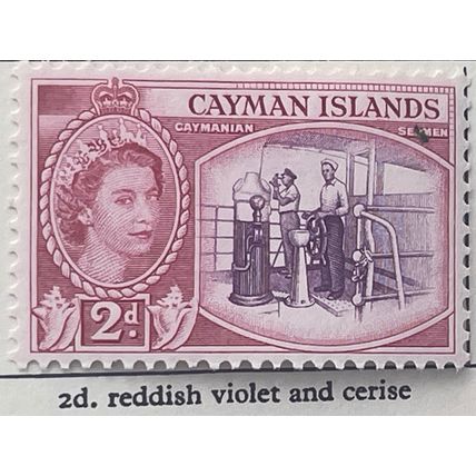 Cayman Islands QEII 1954 2d Reddish Violet & Cerise Mounted Mint MM SG 152 stamp